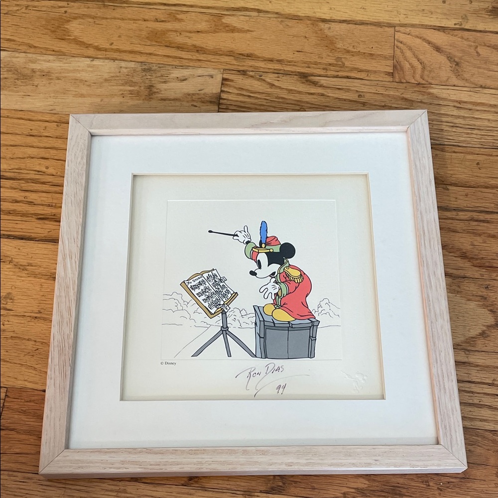 Signed Ron Dias 1994 Rare Disney Art "THE BAND CONCERT" Mickey COA Framed